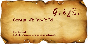 Gonya Árpád névjegykártya